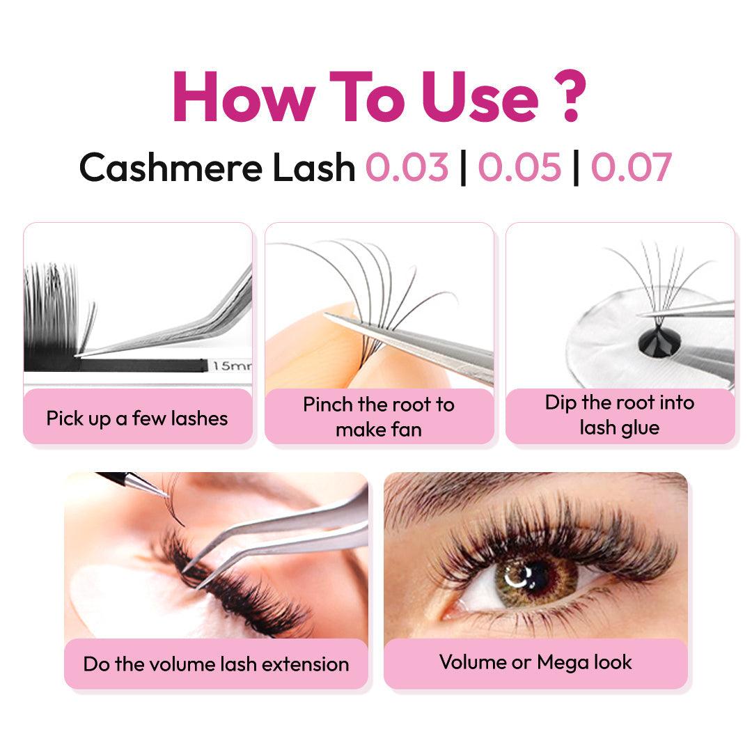 Velvet Lash Extensions | Silk Lashes | 0.05 | Mix lengths 8-15mm | 16 lines