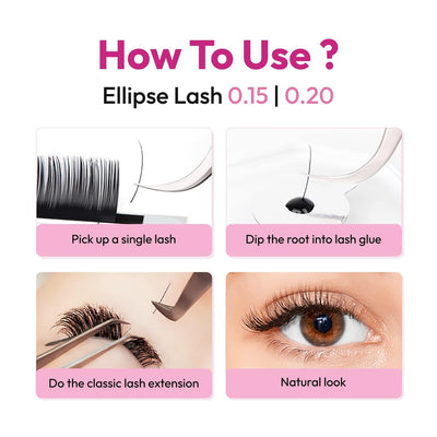 Flat Classic Lash Extensions Tray | 0.15 | Mixed Length (Ellipse Lash)